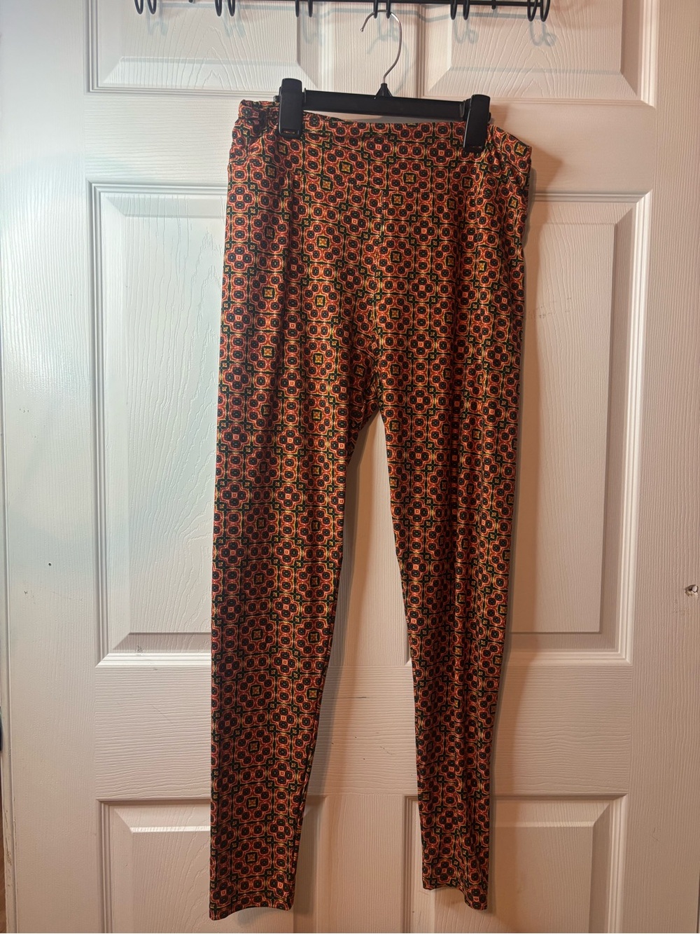 LuLaRoe Orange and Black Geometric Leggings
